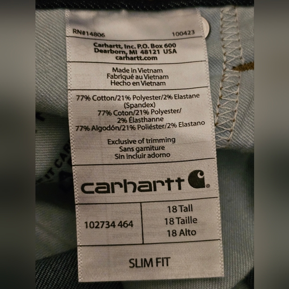 Carhartt Layton Jeans Slim Fit Skinny Leg Rugged Flex Women's Size 18 Tall NWT - Picture 13 of 13